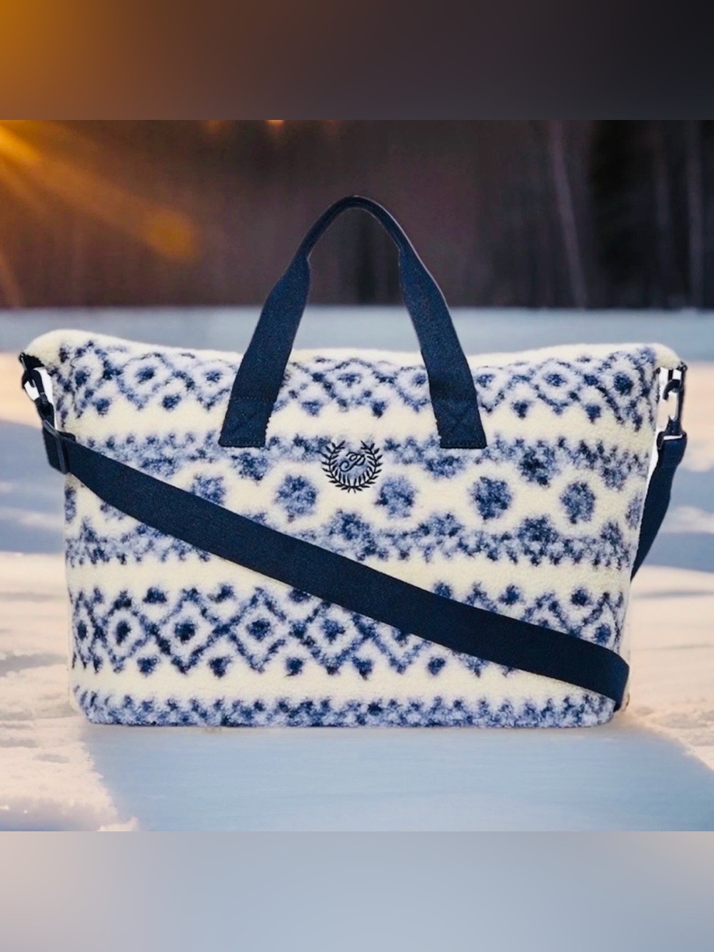 PINK by VICTORIA’S SECRET Fair Isle Sherpa Cozy Plush Weekender Tote Bag NWT!